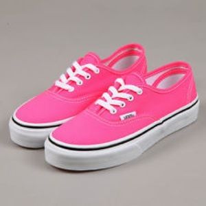 Neon Pink Vans - Black Laces